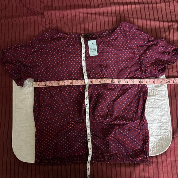 Ann Taylor Tops - Ann Taylor Burgundy Polka Dot Blouse